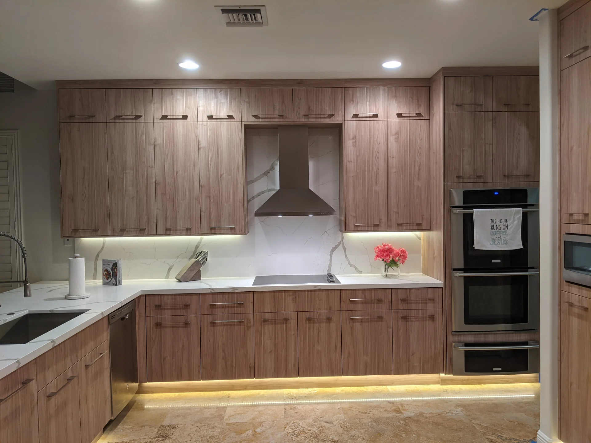 Wood cabinetry and quartz countertops